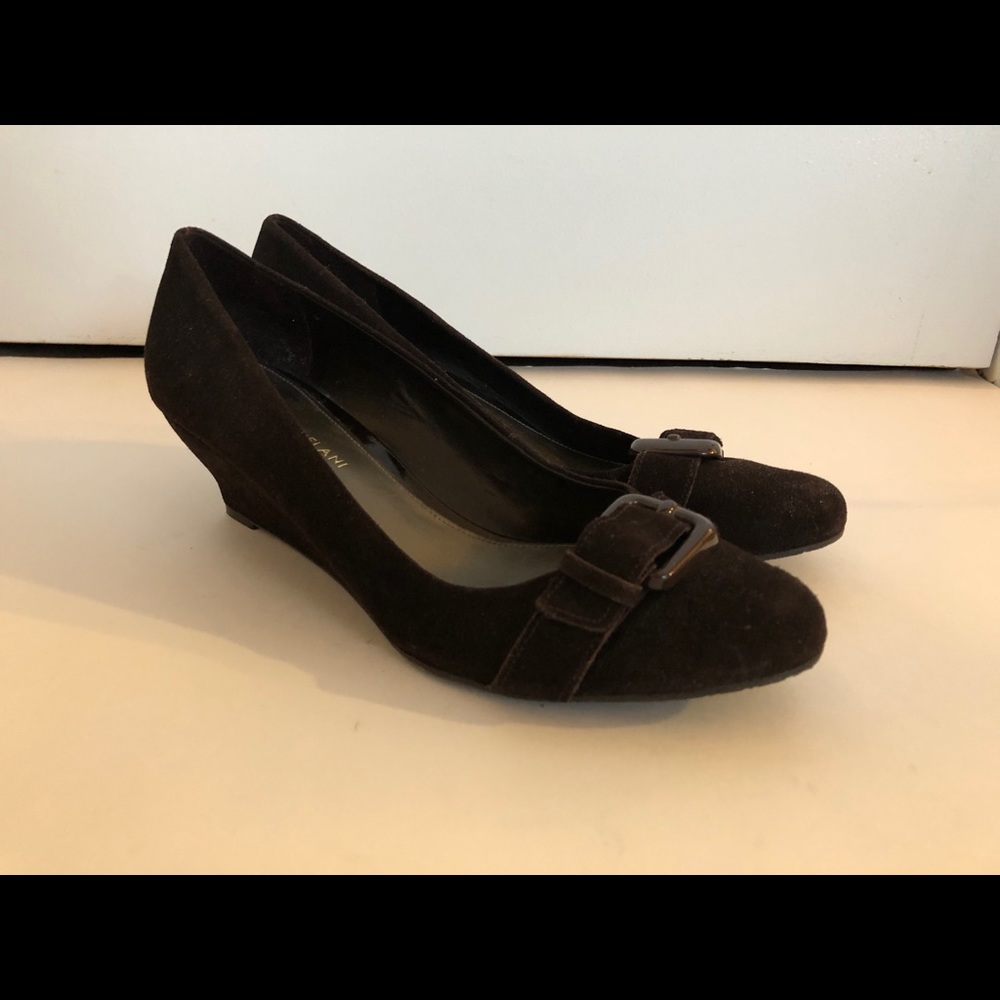 Antonia Melani Brown Suede Wedge Pumps